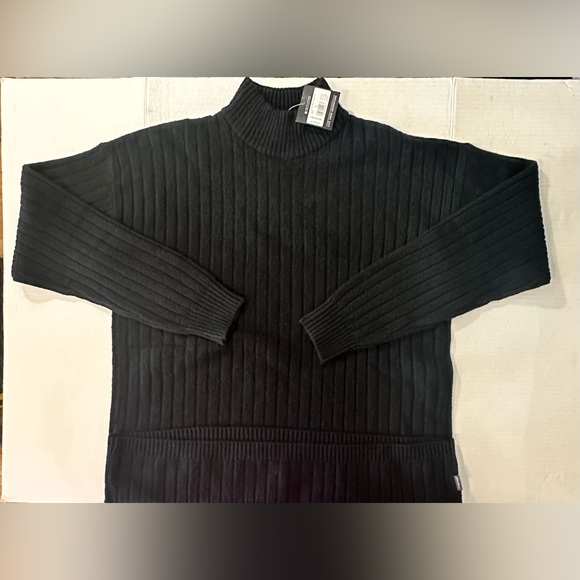 Eddie Bauer Alpine Route Essentials Ribbed Mock Neck Sweater Black NWT Size M - Picture 4 of 14